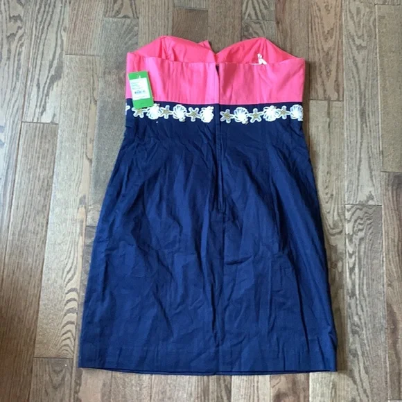 Lilly Pulitzer Strapless Dress in Coral and Navy- Seashell - Picture 12 of 12